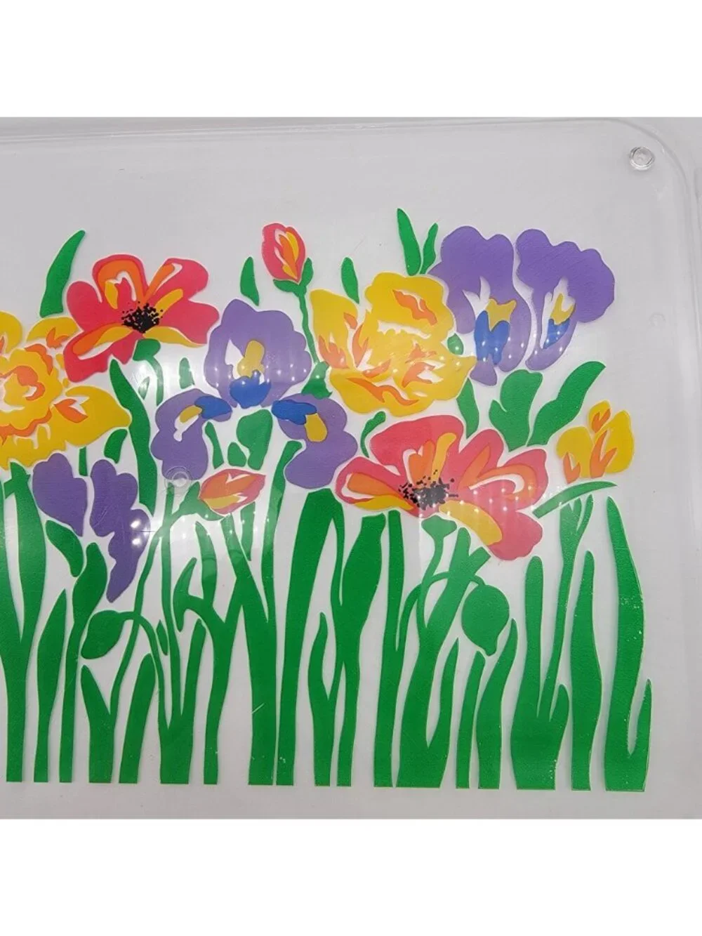 Vintage Acrylic Floral Serving Tray With Handles Colorful Flower Design